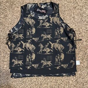 Stay Fly Black and Tan Graphic Tank Top